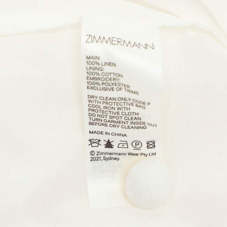 مملوكة مسبقًا Zimmermann White Floral Embroidered Linen Maxi Dress M