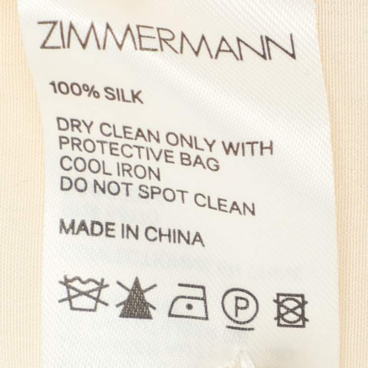 Pre Owned Zimmermann Cream Silk Neck Top M