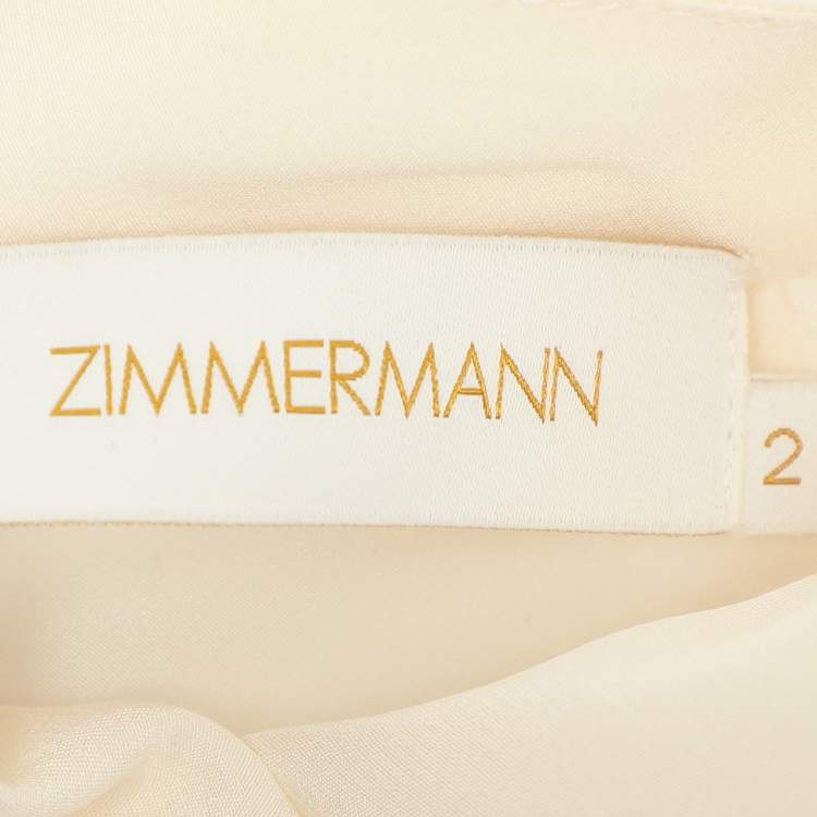 Pre Owned Zimmermann Cream Silk Neck Top M