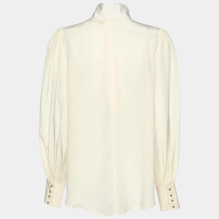 Pre Owned Zimmermann Cream Silk Neck Top M