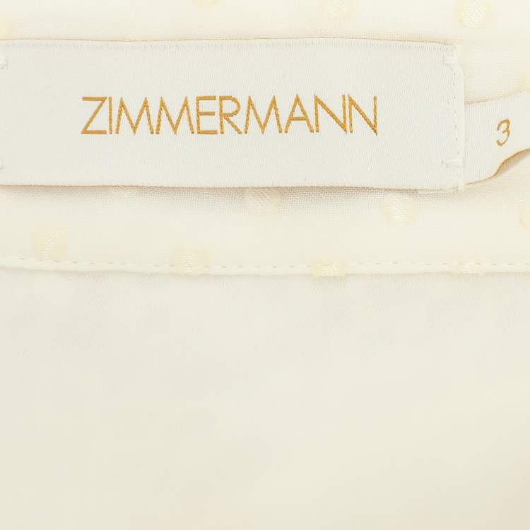 Pre Owned Zimmermann Cream Espionage Sunburst Pleated Lace Skirt L