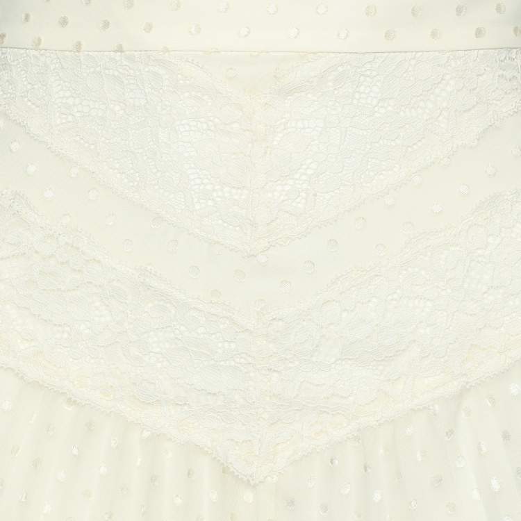 Pre Owned Zimmermann Cream Espionage Sunburst Pleated Lace Skirt L
