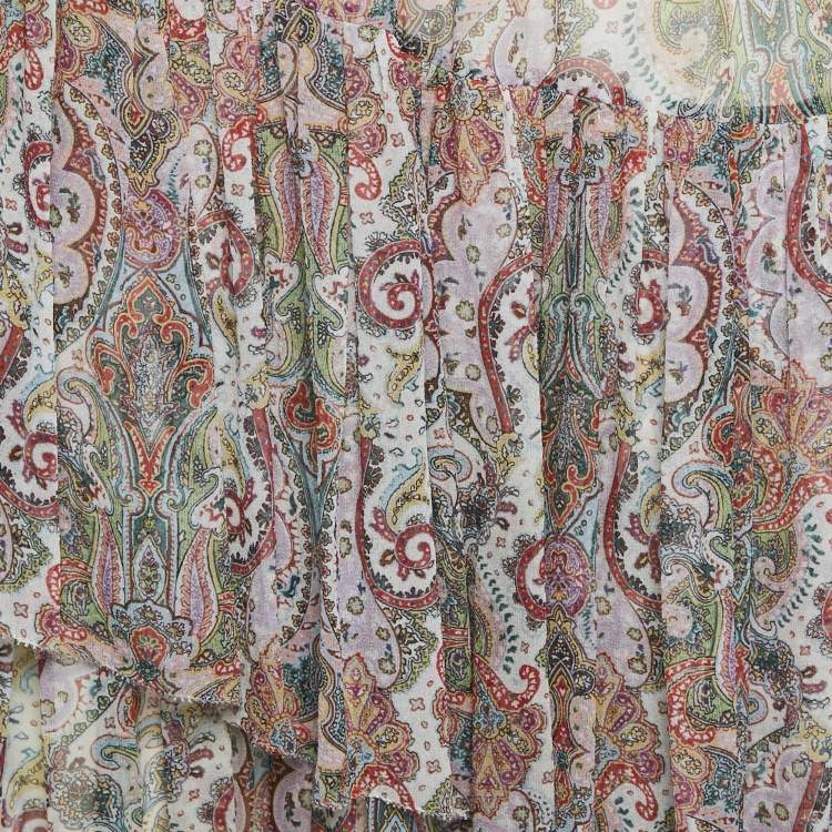 Pre Owned Zimmermann Multicolor Paisley Print Chiffon Tiered Midi Skirt M