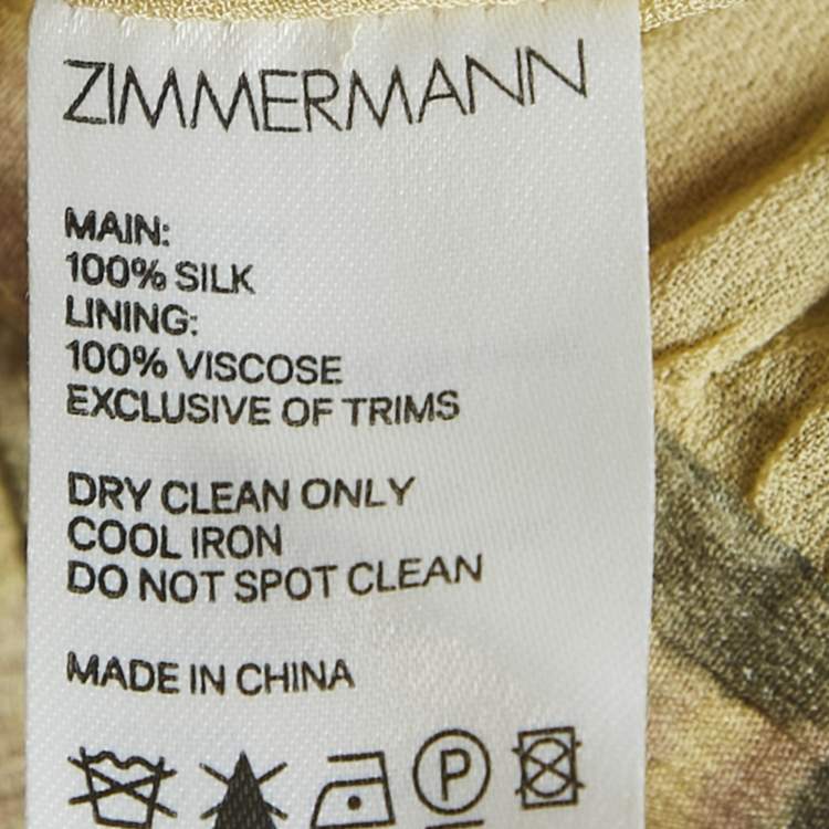 Pre Owned Zimmermann Yellow Floral Silk Maxi Wrap Dress M