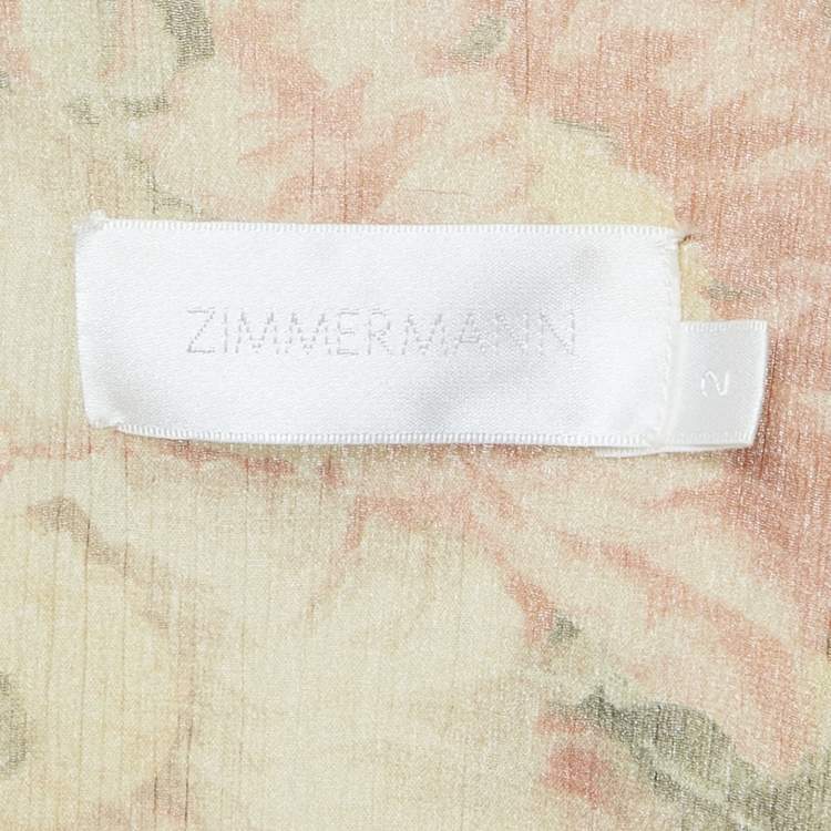 Pre Owned Zimmermann Yellow Floral Silk Maxi Wrap Dress M