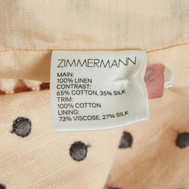 Pre Owned Zimmermann Peach Pink Linen Painted Heart Contour Mini Dress L