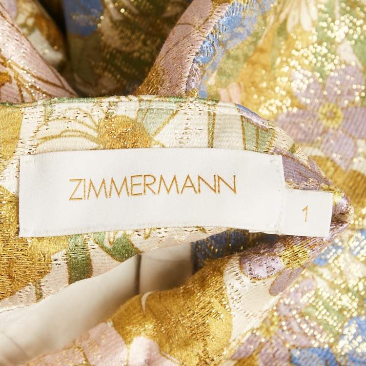 Pre Owned Zimmermann Multicolor Lurex Cotton Blend Long Sleeve Mini Dress S