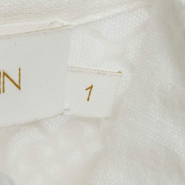 مملوكة مسبقًا Zimmermann White Wave Lace Linen Tiered Midi Dress M