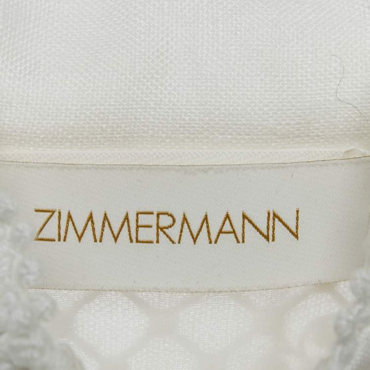 مملوكة مسبقًا Zimmermann White Wave Lace Linen Tiered Midi Dress M