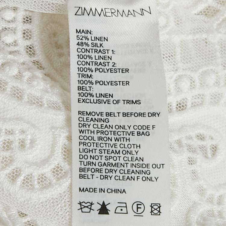 مملوكة مسبقًا Zimmermann White Wave Lace Linen Tiered Midi Dress M