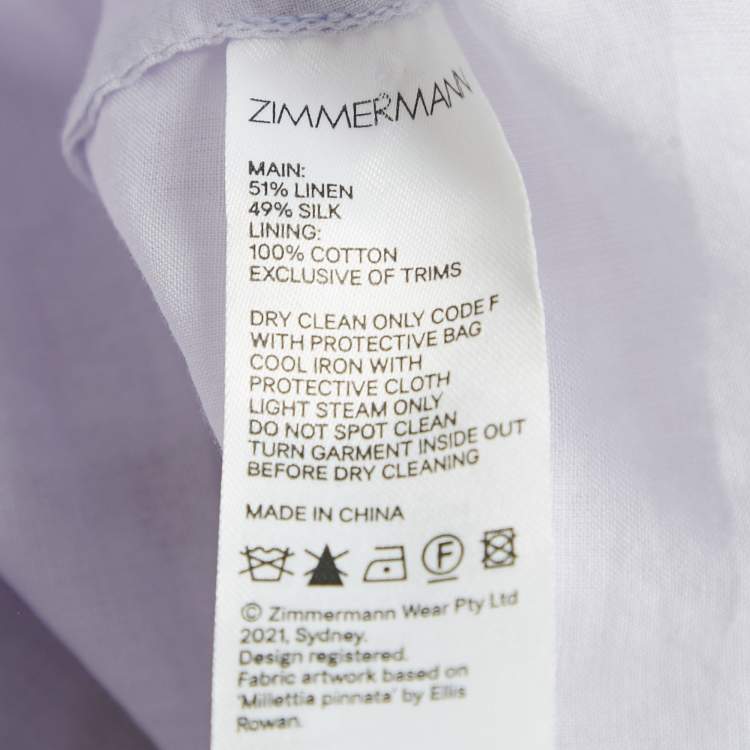 Pre Owned Zimmermann Pink Botanica Butterfly Linen Blend Maxi Dress M