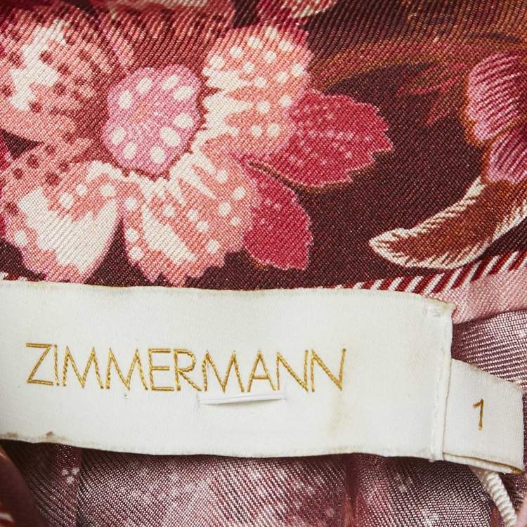 مملوكة مسبقًا Zimmermann Multicolor/Red Floral Print Silk Pleated Mini Dress S