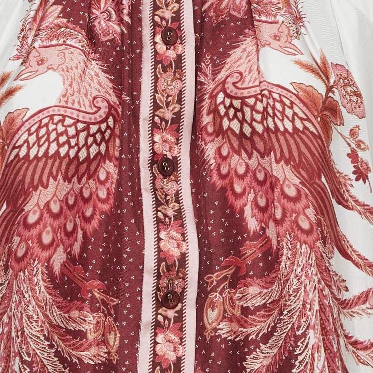 مملوكة مسبقًا Zimmermann Multicolor/Red Floral Print Silk Pleated Mini Dress S