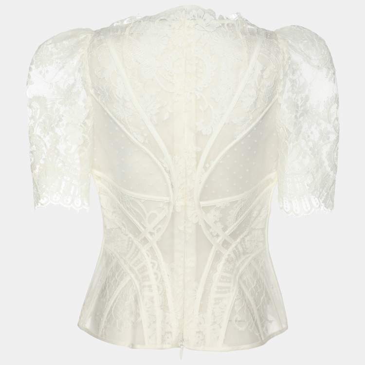 Pre Owned Zimmerman White Lace Dance Blouse XS