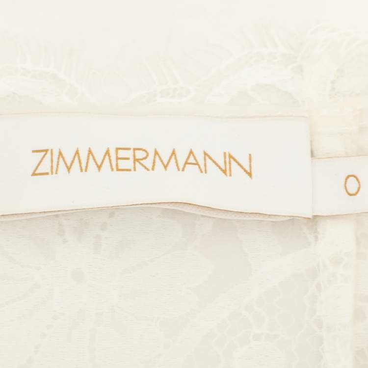 Pre Owned Zimmerman White Lace Dance Blouse XS