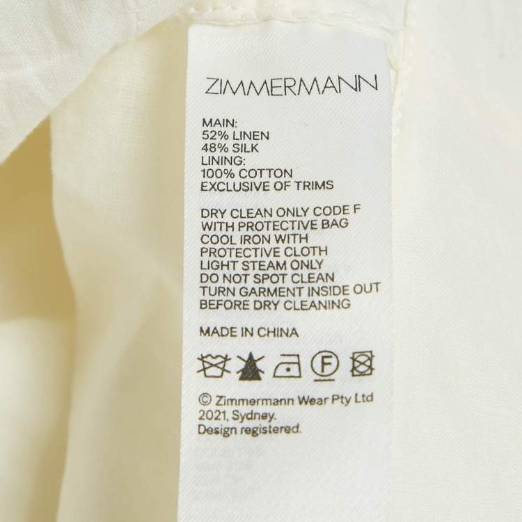 Pre Owned Zimmermann White Applique Detail Lenin Flared Skirt M