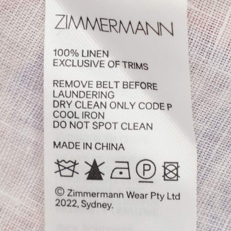 Pre Owned Zimmerman Multicolor Linen Lyre Billow Sleeve Midi Dress XS