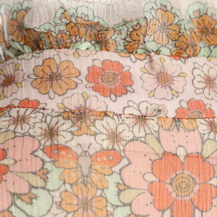 Pre Owned Zimmerman Multicolor Silk Kaleidoscope Tiered Frill Midi Dress XS