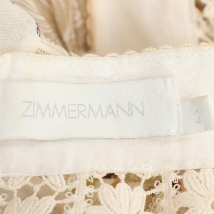 Pre Owned Zimmerman Multicolor Printed Ramie Jude Spliced Trim Mini Dress S