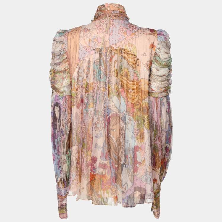 Pre Owned Zimmerman Multicolor Printed Silk Top S