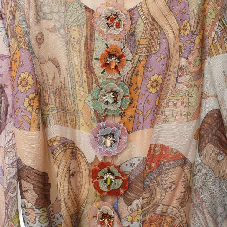 مملوكة مسبقًا Zimmermann Multicolor Printed Cotton Blend Kaleidoscope Mini Dress XS
