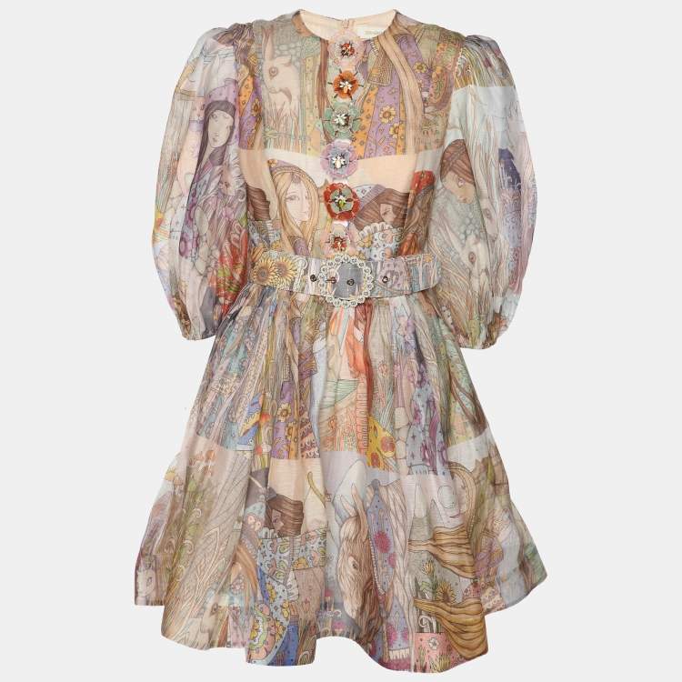 مملوكة مسبقًا Zimmermann Multicolor Printed Cotton Blend Kaleidoscope Mini Dress XS