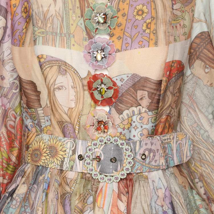 مملوكة مسبقًا Zimmermann Multicolor Printed Cotton Blend Kaleidoscope Mini Dress XS