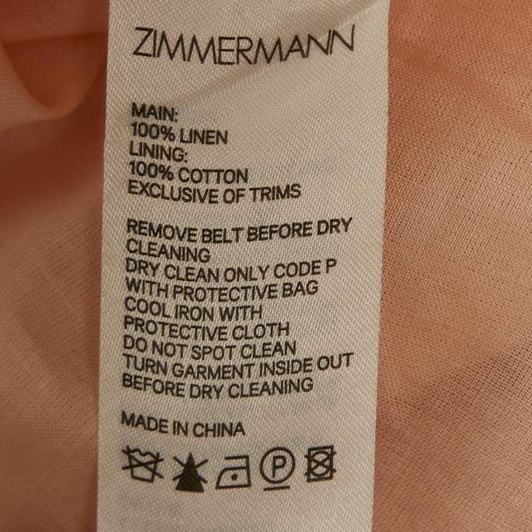 Pre Owned Zimmermann Peach Pink Linen Belted Maxi Skirt L