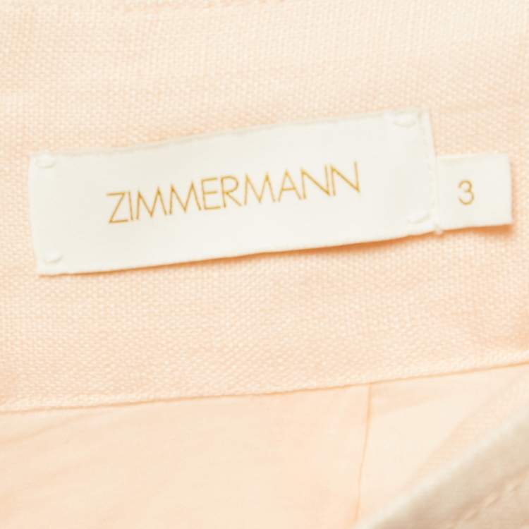 Pre Owned Zimmermann Peach Pink Linen Belted Maxi Skirt L