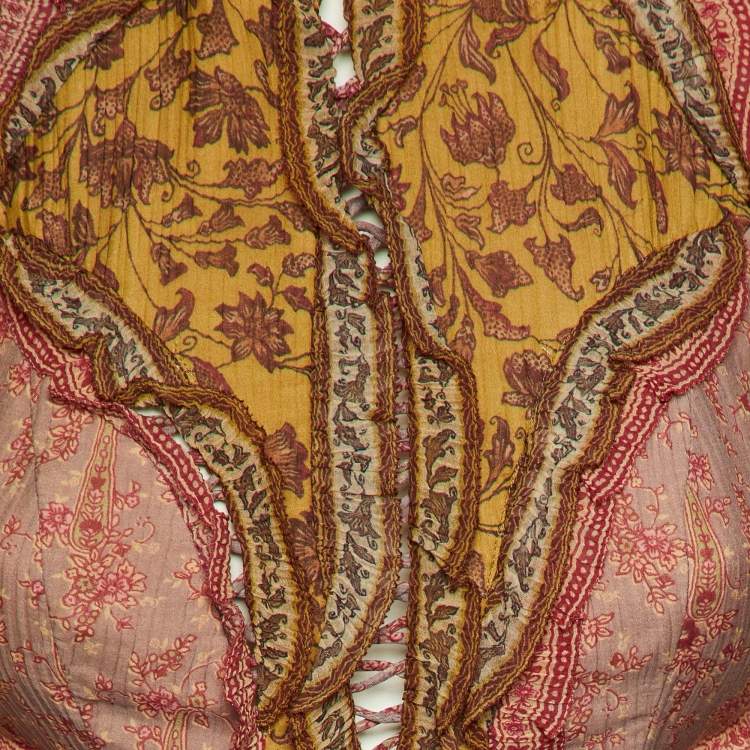 Pre Owned Zimmermann Multicolor Printed Cotton & Silk Juniper Cut Out Floating Dress S