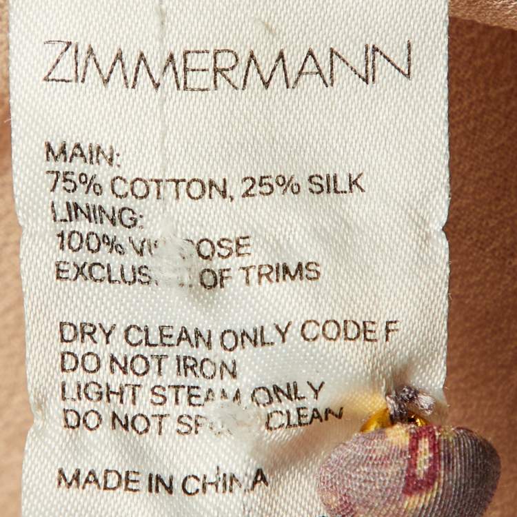 Pre Owned Zimmermann Multicolor Printed Cotton & Silk Juniper Cut Out Floating Dress S
