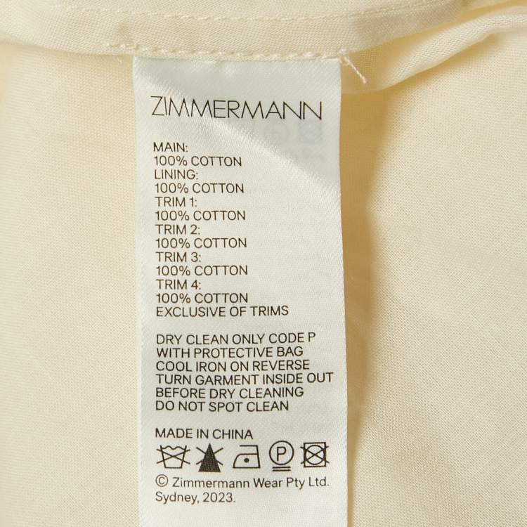 Pre Owned Zimmermann Cream Lace Halliday Mini  Dress L