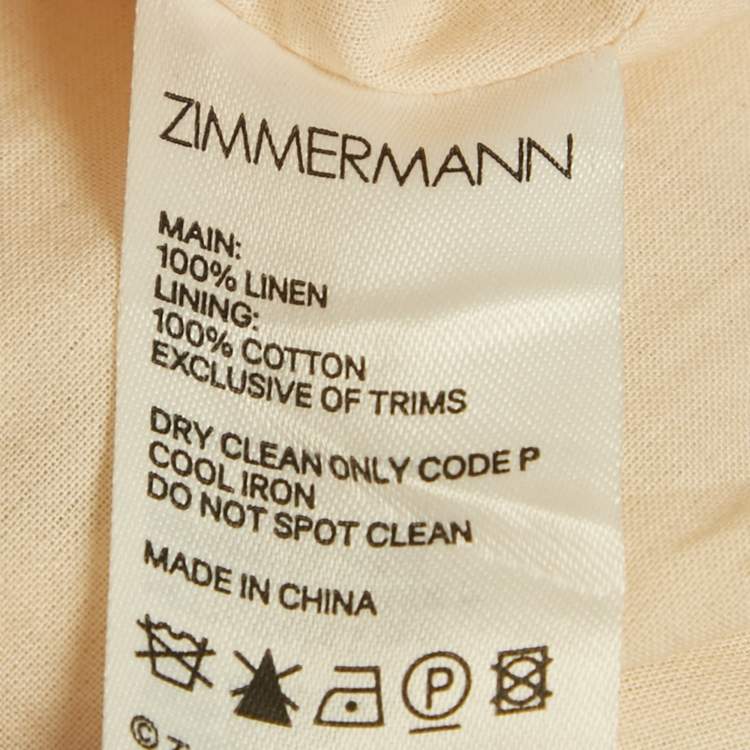Pre Owned Zimmermann Peach Pink Printed Linen Mini Dress XS
