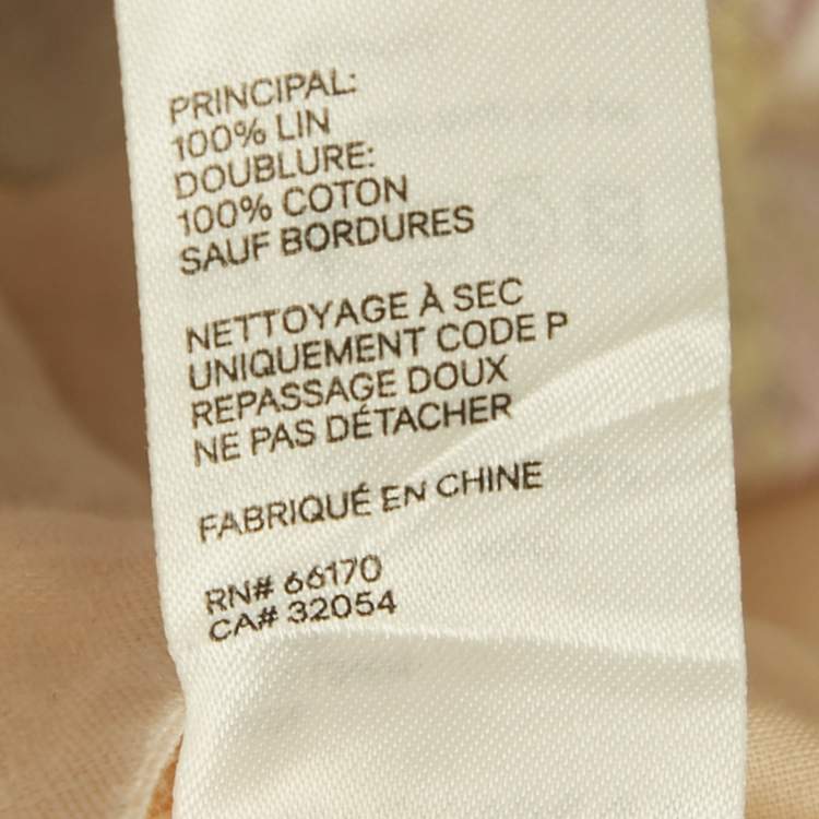 Pre Owned Zimmermann Peach Pink Printed Linen Mini Dress XS