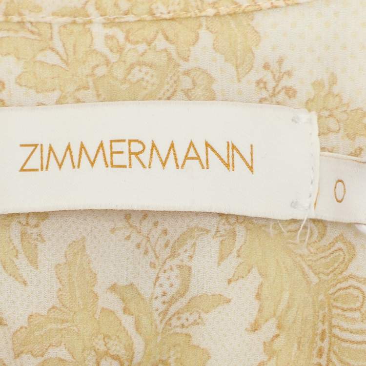 Pre Owned Zimmermann Multicolor Crinkle Silk Georgette Dancer Lantern Midi Dress XS