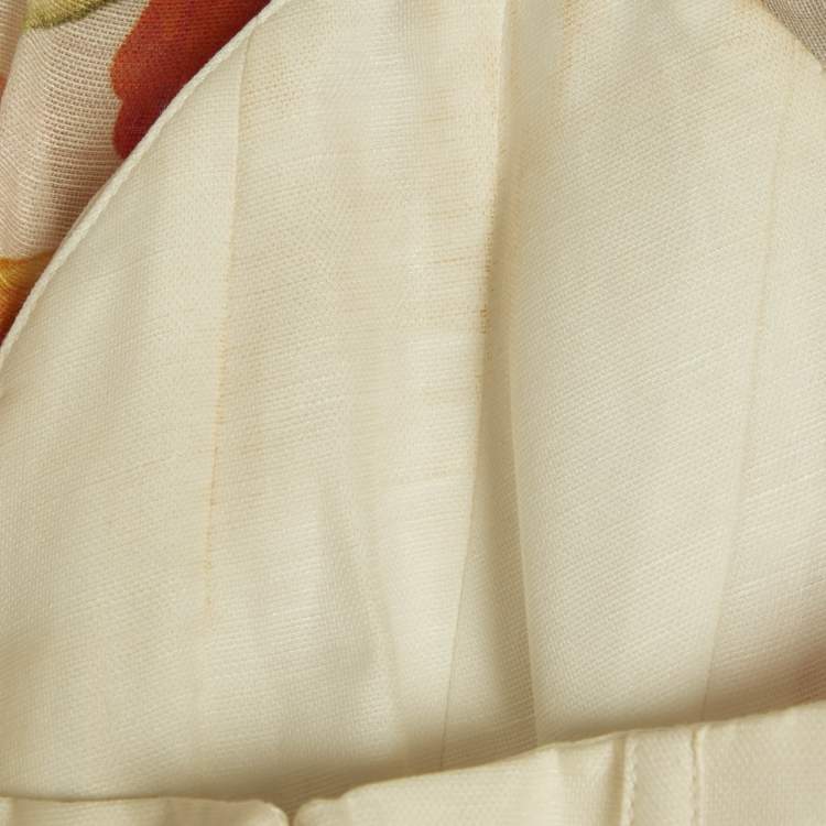 Pre Owned Zimmermann Orange Floral Print Linen Blend Tranquillity Draped Top M