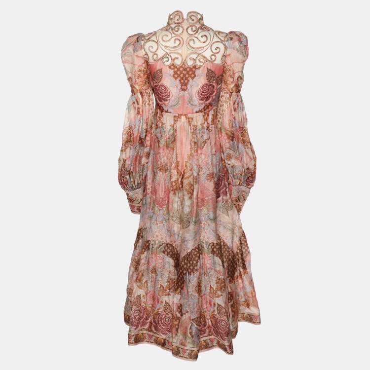 مملوكة مسبقًا Zimmermann Multicolor Linen Blend Kaleidoscope Maxi Dress S