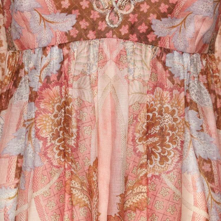 مملوكة مسبقًا Zimmermann Multicolor Linen Blend Kaleidoscope Maxi Dress S