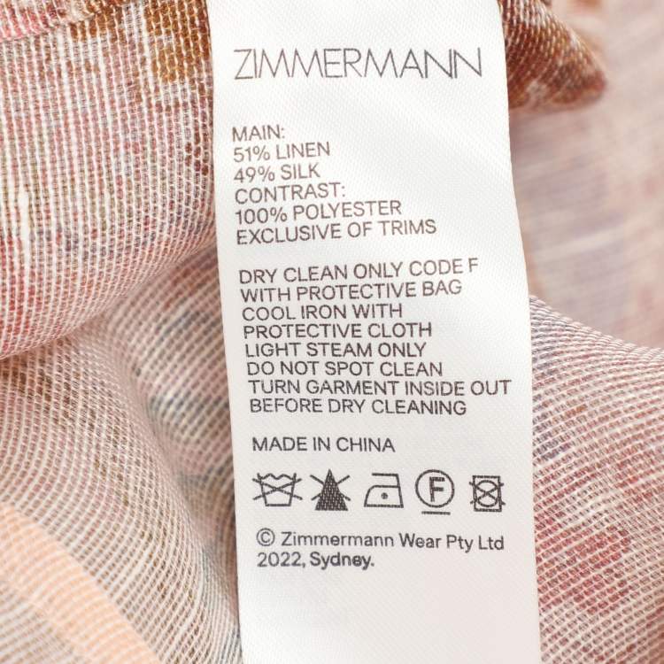 مملوكة مسبقًا Zimmermann Multicolor Linen Blend Kaleidoscope Maxi Dress S