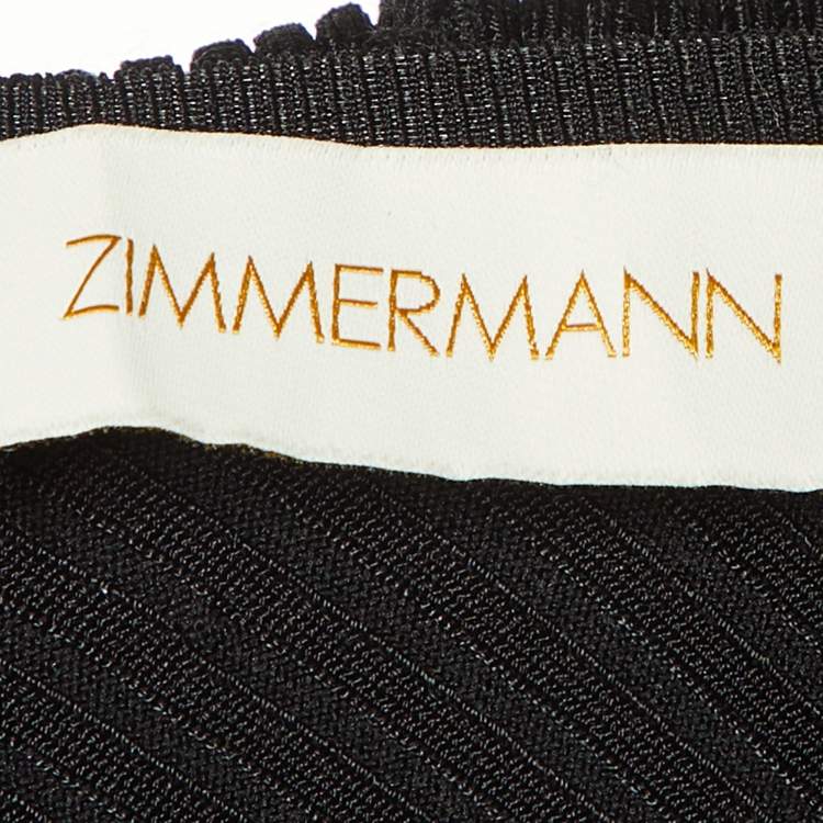 Pre Owned Zimmermann Black  Ruffle Detail Rib Knit One Shoulder Top M