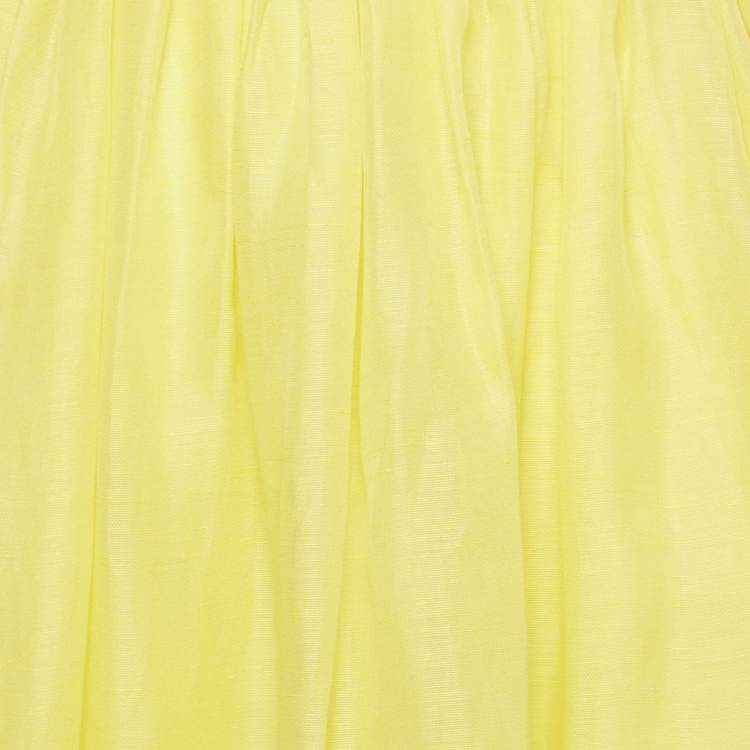 Pre Owned Zimmermann Yellow Linen Blend Botanica Bralette Gown S