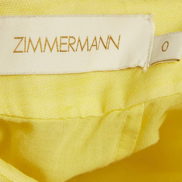 Pre Owned Zimmermann Yellow Linen Blend Botanica Bralette Gown S