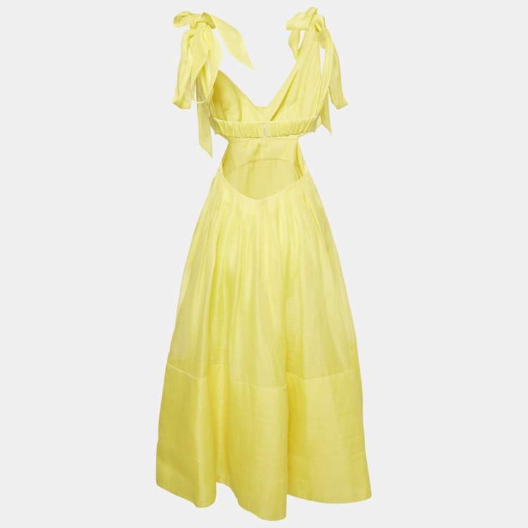 Pre Owned Zimmermann Yellow Linen Blend Botanica Bralette Gown S