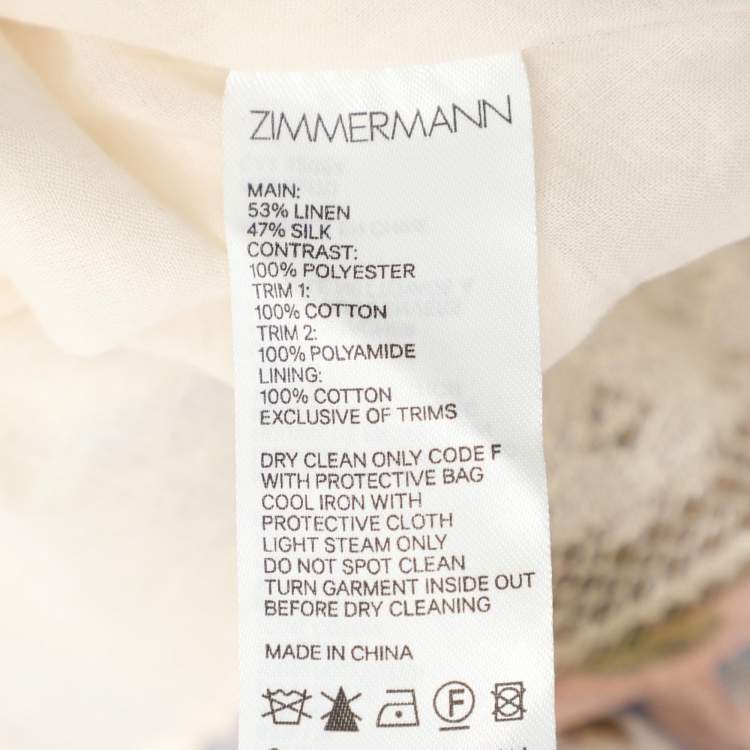 مملوكة مسبقًا Zimmermann Multicolor Linen Silk Wonderland Smocked Mini Dress M