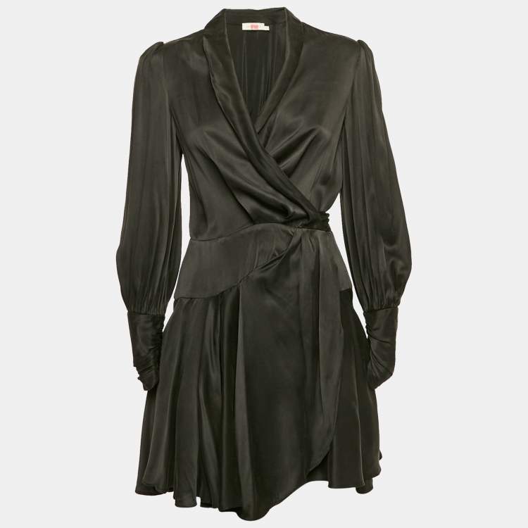 Pre Owned Zimmermann Black Silk Wrap Mini Dress S