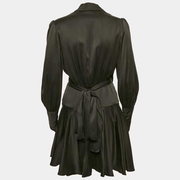 Pre Owned Zimmermann Black Silk Wrap Mini Dress S
