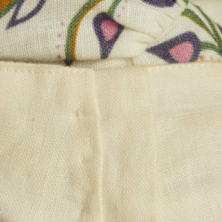 Pre Owned Zimmermann White Floral Print Linen Mini Dress M