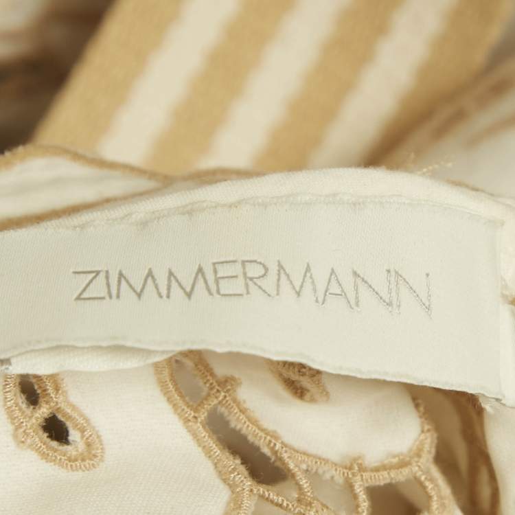 مملوكة مسبقًا Zimmermann White Floral Broderie Anglaise Linen Belted Mini Dress M