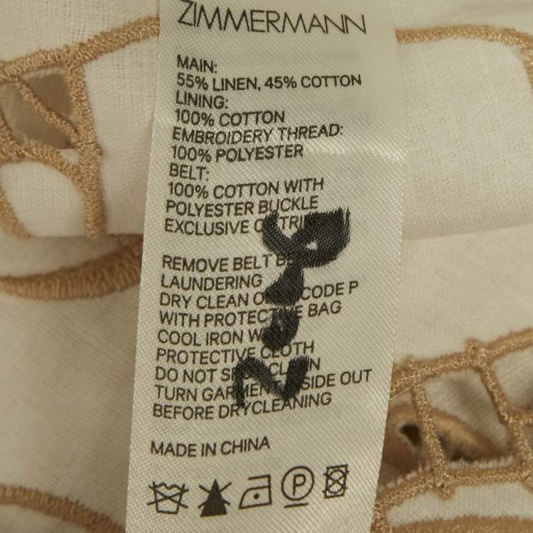 مملوكة مسبقًا Zimmermann White Floral Broderie Anglaise Linen Belted Mini Dress M