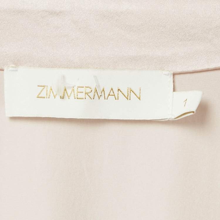 Pre Owned Zimmermann Beige Satin Silk Blouson Sleeve Mini Wrap Dress M